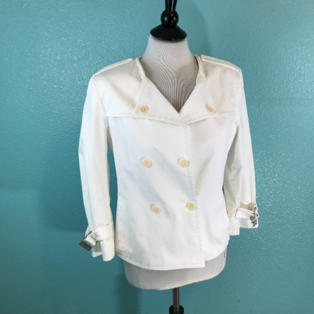 NWOT Calvin Klein White Moto Buckle Jacket Small‎